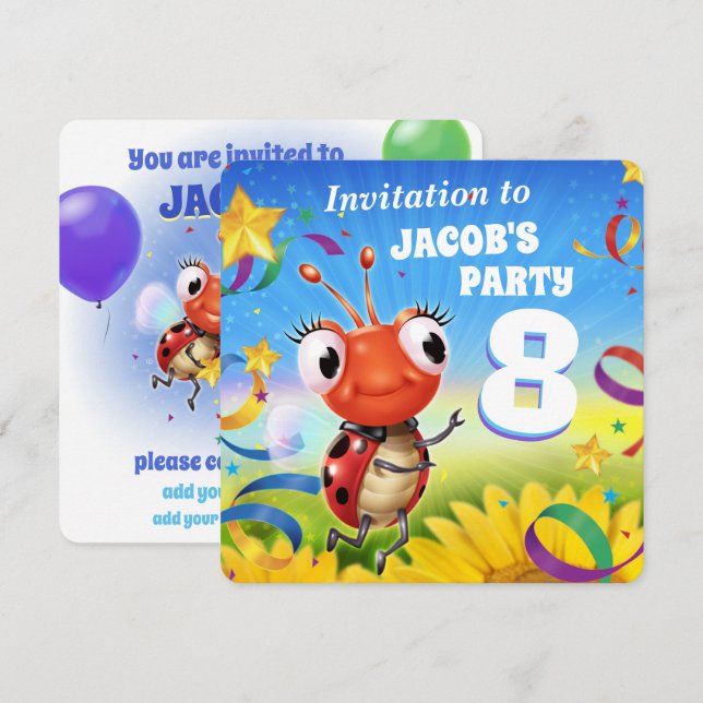 Invitación Partido del Cumpleaños del personalizado invita a  (Anverso / Reverso)