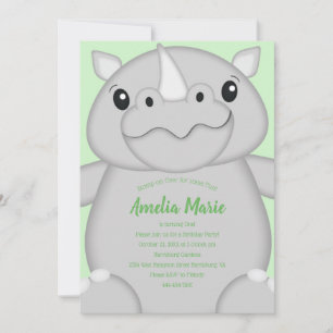 Invitación Partido del Cumpleaños del Rinoceronte Verde