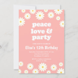 Invitación Partido del Cumpleaños Groovy Seventies Daisy