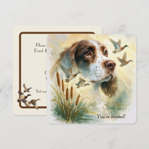 Invitación Partido del Cumpleaños Springer Spaniel Dog con có