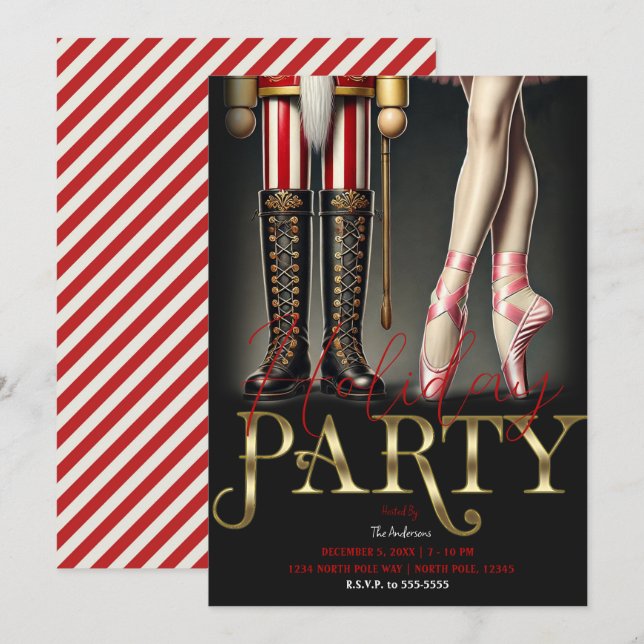 Invitación Partido del Día del Oro Negro Nutcracker y Balleri (Anverso / Reverso)