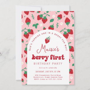 Invitación Partido del Primer Cumpleaños de la Fresa Roja