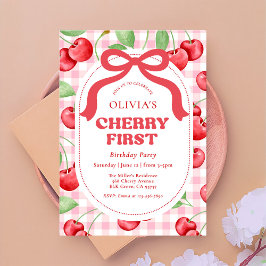 Invitación Partido del primer cumpleaños de Red Coquette Bow 