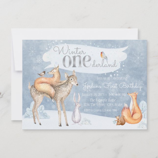 Invitación Partido del primer cumpleaños de Winter ONEderland (Anverso)