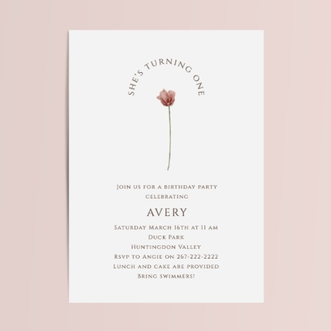 Invitación Partido del Primer Cumpleaños del Boho Wildflower (Subido por el creador)