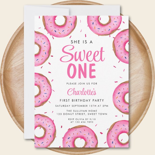 Invitación Partido del Primer Cumpleaños del Chica Donut (Subido por el creador)
