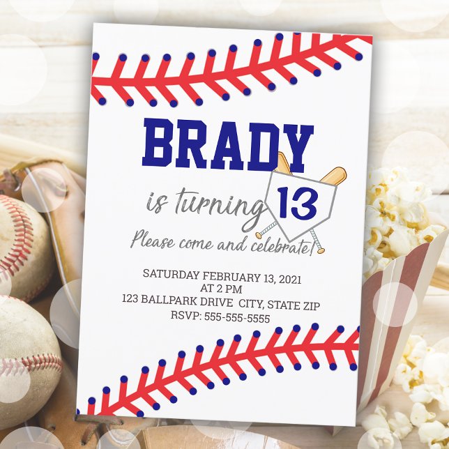 Invitación Partido Deportivo Nacimiento Niño Béisbol (Sports Birthday Party Boy Baseball Theme Invitation)
