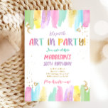 Invitación Partido en los cepillos Fiestas Chica de pintura a<br><div class="desc">Establezca el tono de su fiesta con estas elegantes invitaciones con un tema de Fiesta de arte. Por el cumpleaños de un chica.</div>