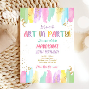 Invitación Partido en los cepillos Fiestas Chica de pintura a
