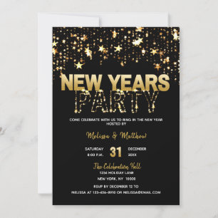 Invitación Partido EVE DE AÑO NUEVO invita a Purpurina de oro