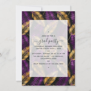 Invitación Partido Exótico Tropical Morado y Graduación de Or