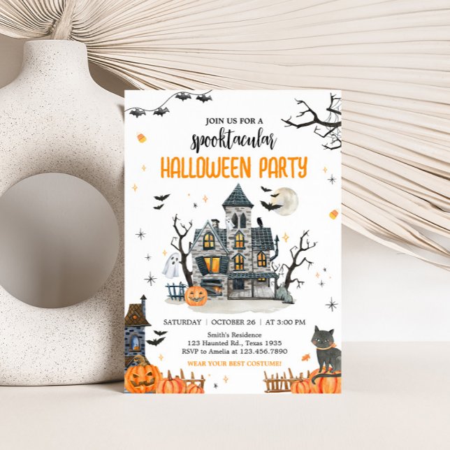 Invitación Partido Fantasma Halloween Spooktacular (Ghost Spooktacular Halloween Party Invitation)