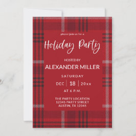 Invitación Partido Flannel de Red Plaid