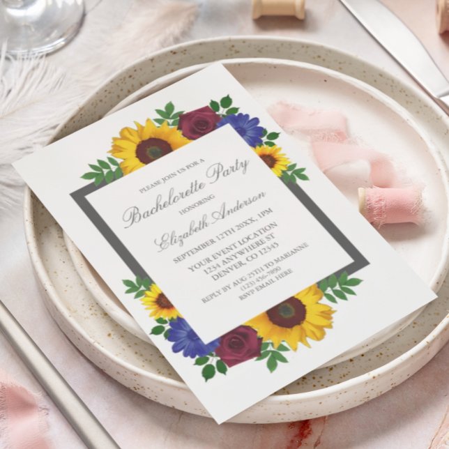 Invitación Partido Floral Bachelorette Rosa de girasol (Subido por el creador)