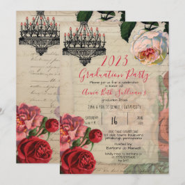 Invitación Partido francés vintage de graduación de Boho flor