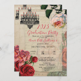 Invitación Partido francés vintage de graduación de Boho flor