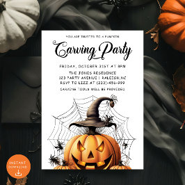 Invitación Partido Halloween Adulto con Calabaza Moderna