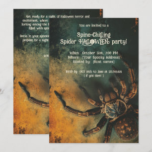 Invitación Partido HALLOWEEN, araña que chilla la columna ver