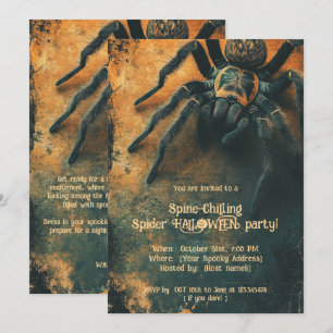 Invitación Partido HALLOWEEN, araña que chilla la columna ver