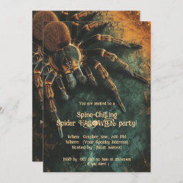 Invitación Partido HALLOWEEN, araña que chilla la columna ver