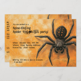 Invitación Partido HALLOWEEN, araña que chilla la espina dors
