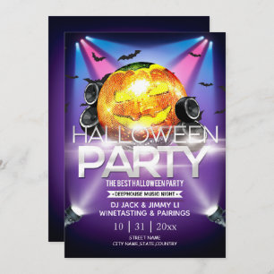 Invitación Partido Halloween con efecto Neon Electrónico