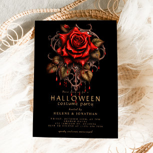 Invitación Partido Halloween de Adultos Góticos Rosa Rojo