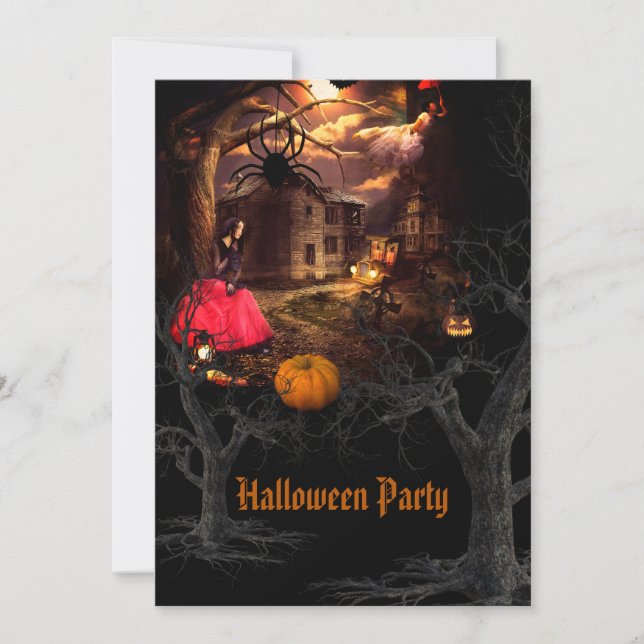 Invitación Partido Halloween de Brujas (Anverso)