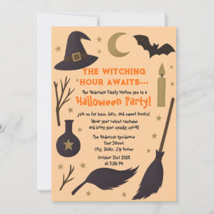 Invitación Partido Halloween de Brujas - La Hora de la Testig