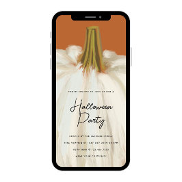 Invitación Partido Halloween de Calabaza Blanca