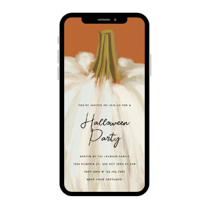 Invitación Partido Halloween de Calabaza Blanca