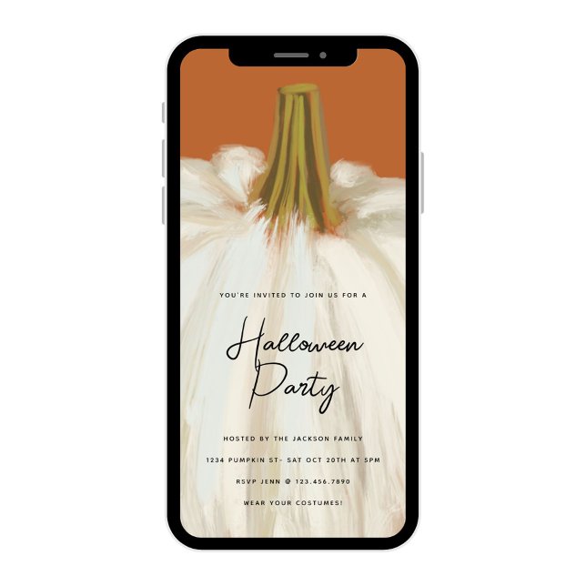 Invitación Partido Halloween de Calabaza Blanca (Subido por el creador)