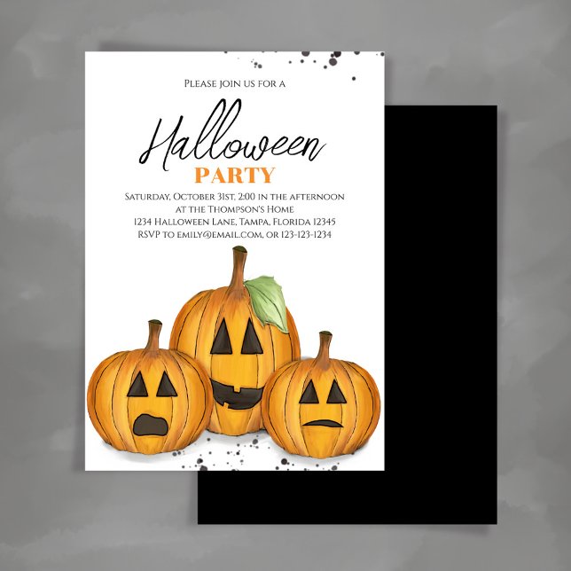 Invitación Partido Halloween de calabaza de calabaza de Jack  (Halloween pumpkins Jack O'Lantern party invitations)