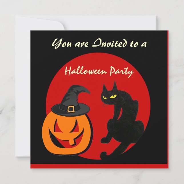 INVITACIÓN PARTIDO HALLOWEEN DE CAT EN NEGRO (Anverso)