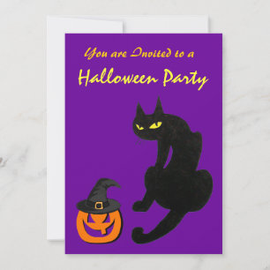 INVITACIÓN PARTIDO HALLOWEEN DE CAT EN NEGRO