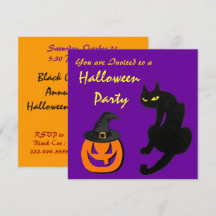 INVITACIÓN PARTIDO HALLOWEEN DE CAT EN NEGRO