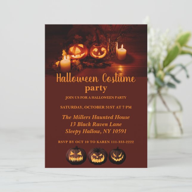Invitación Partido Halloween de Jack O Lantern (Anverso de pie)