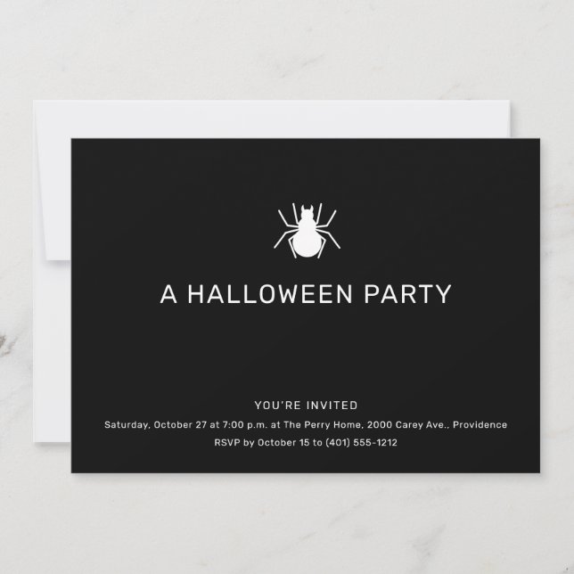 Invitación Partido Halloween de la Araña Negra (Anverso)