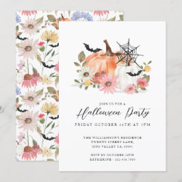 Invitación Partido Halloween de la Calabaza Blanca y Amarilla