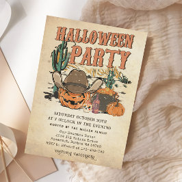 Invitación Partido Halloween de la Calabaza de Vaqueros del O