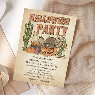 Invitación Partido Halloween de la Calabaza de Vaqueros del O