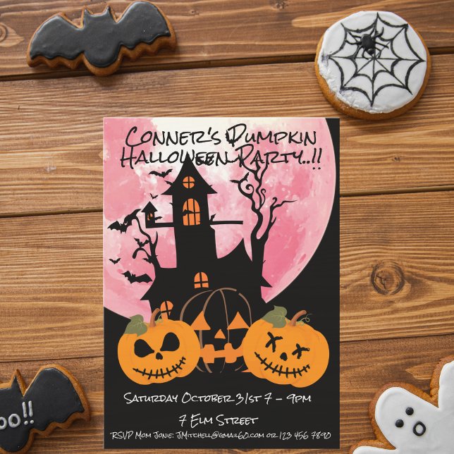 Invitación Partido Halloween de la Calabaza Infantil (Pumpkin Halloween Party Invite)