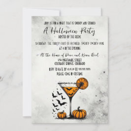 Invitación Partido Halloween de la Calabaza Martini