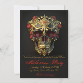 Invitación Partido Halloween de la Calavera Ornamental