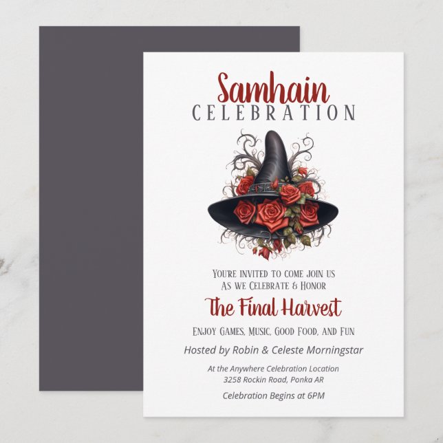 Invitación Partido Halloween de la cosecha de Samhain, Gorra  (Anverso / Reverso)