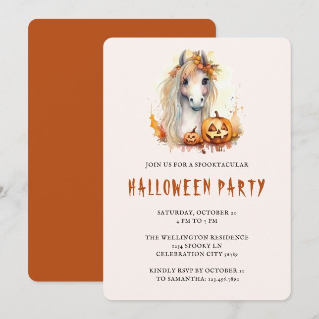 Invitación Partido Halloween de la Familia de Calabaza de Nar (Anverso / Reverso)