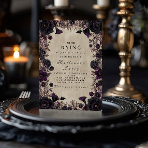 Invitación Partido Halloween de la Gothic Purple Bloom