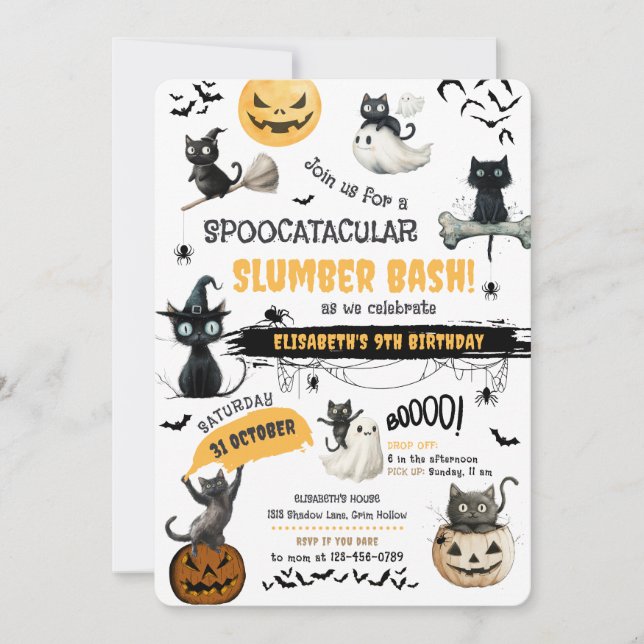 Invitación Partido Halloween de la Madera Spoocatacular (Anverso)