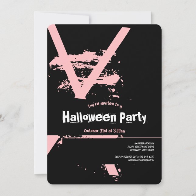 Invitación Partido Halloween de la Revuelta de la Cráneo Blan (Anverso)