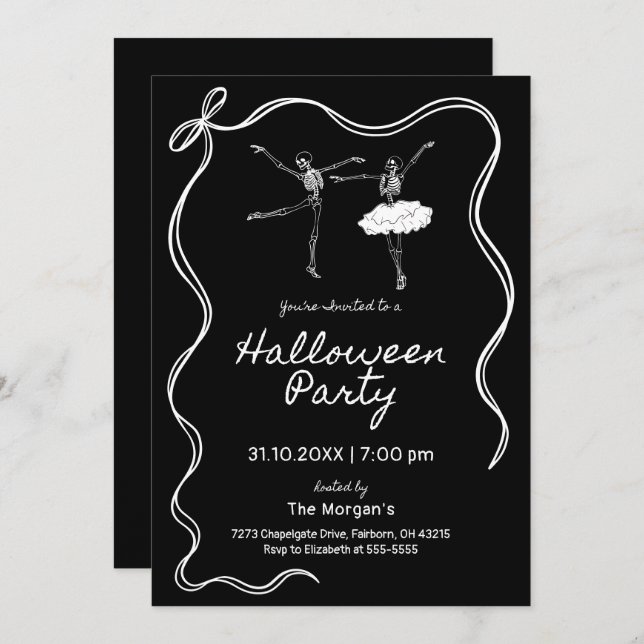 Invitación Partido Halloween de manos negras y blancas (Anverso / Reverso)